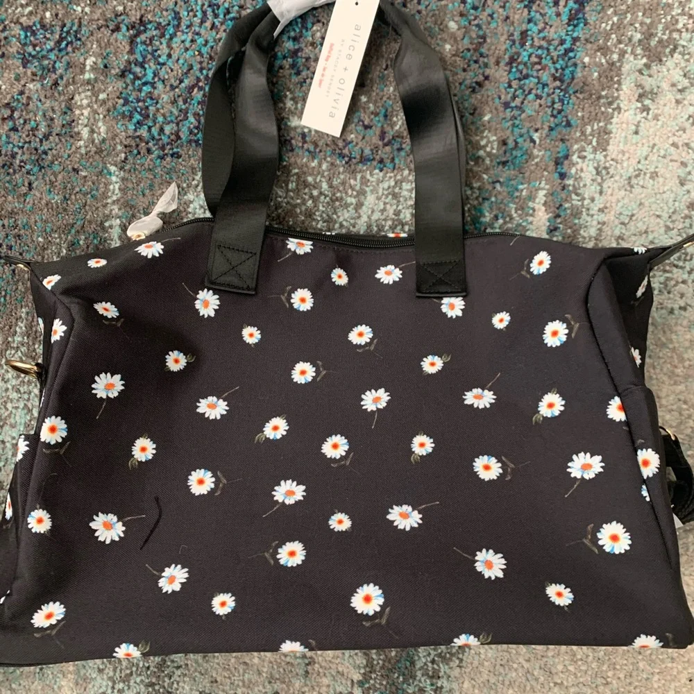 Alice + Olivia Black Floral Tote Bag